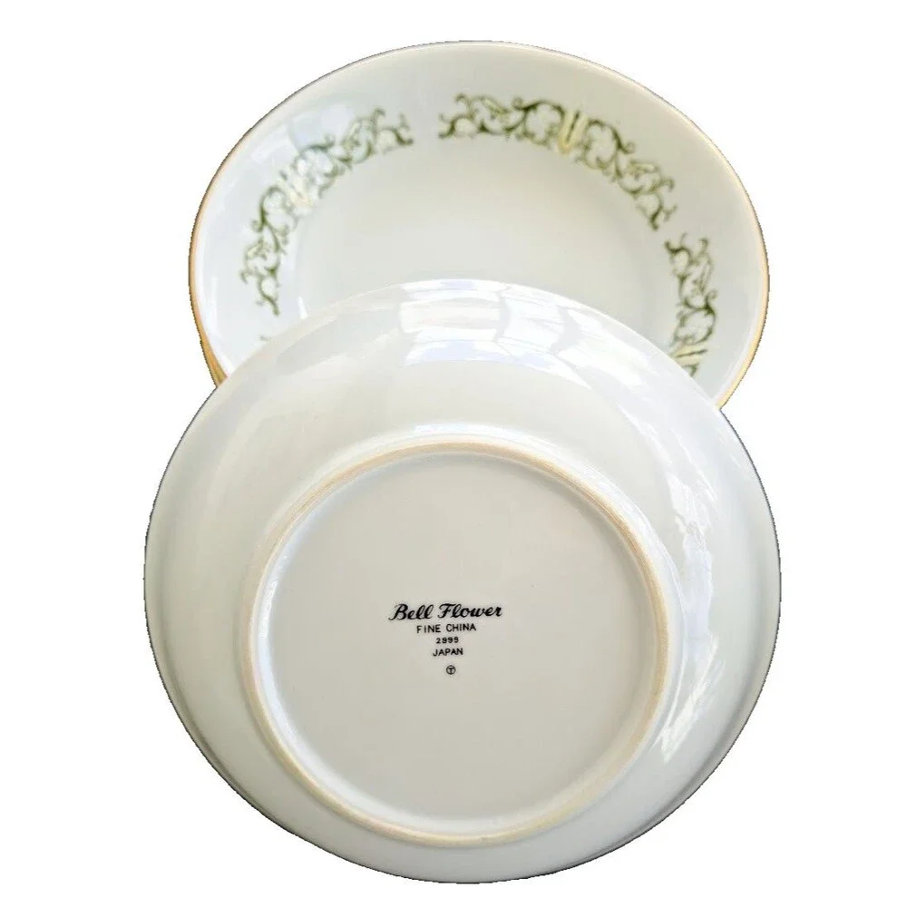 Bell Flower Fine China Japan 2999 3 Pc Place Setting Dinner Bowl Bread Plates